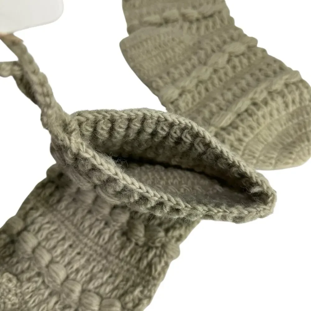 Handmade Crochet Knit Christmas Stockings Gray Boho Cottagecore Set of 4 New